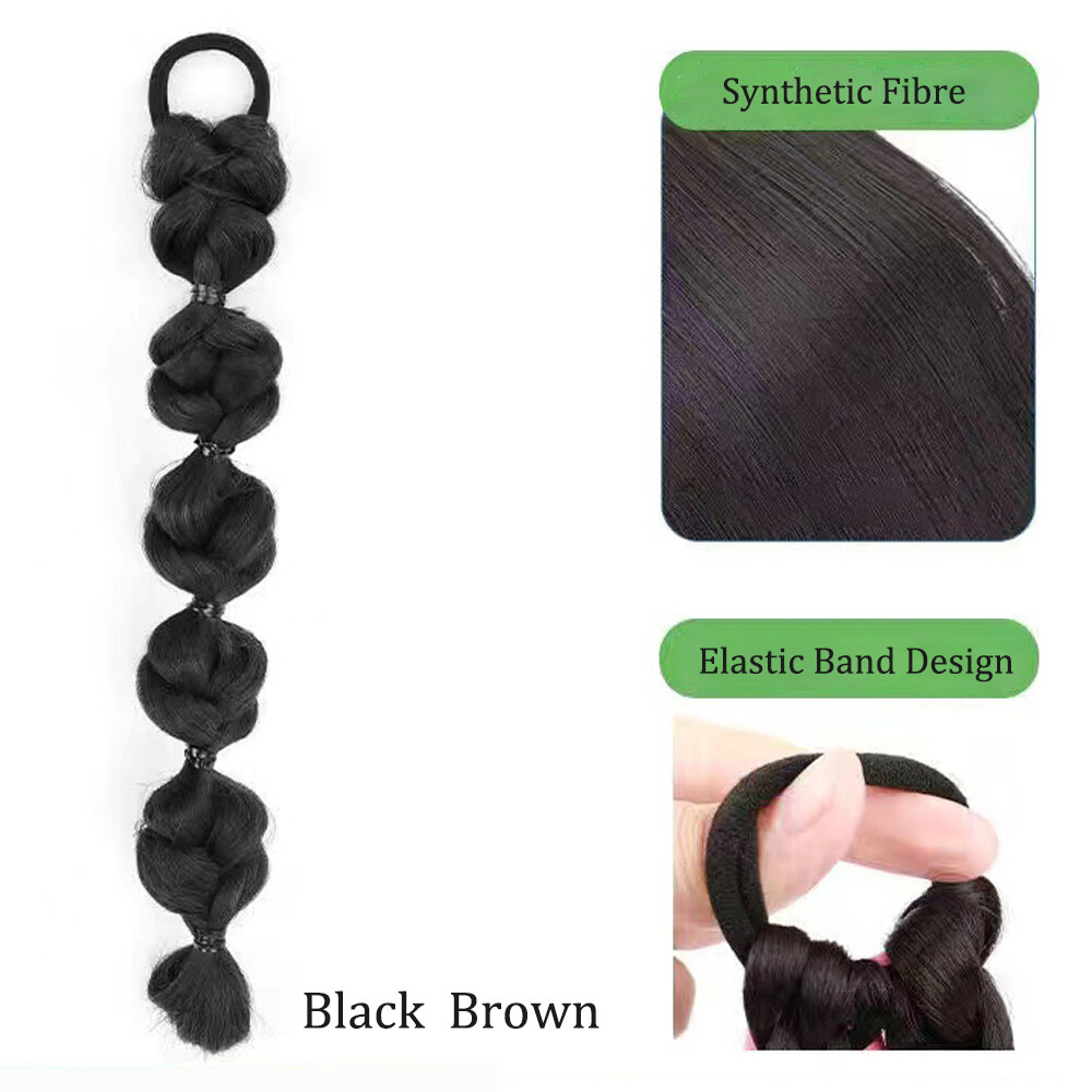 Short Box Braids Ponytail Bubble Pony Tail Scrunchie Wrap Around Hair Extensions