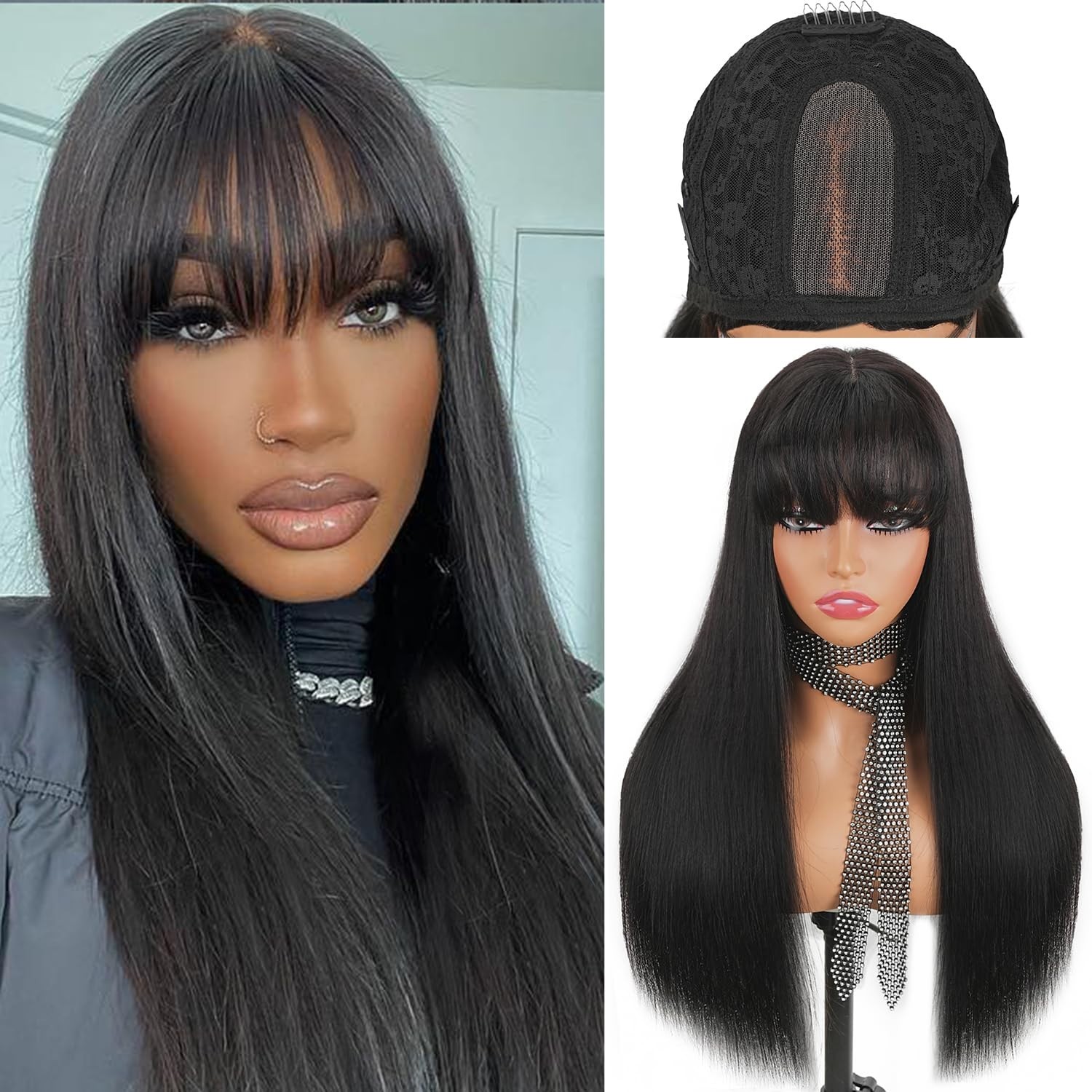 24 Inch Jet Black Lace Front Wig – 200 Density Human Hair, Pre-Plucked, Glueless