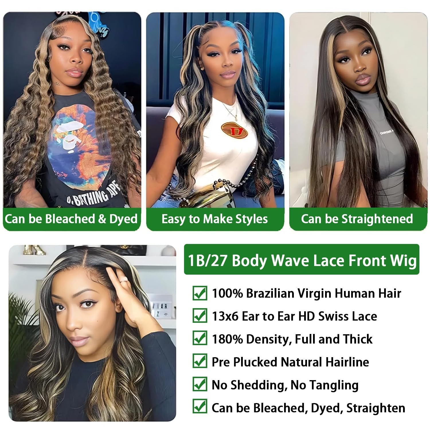 Chic 26 Inch Pre-Plucked 1B/27 Ombre Balayage Lace Front Wig for Stylish Women