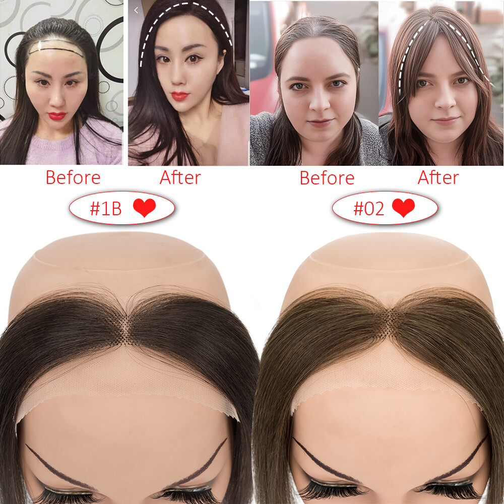 Forehead LACE Hairpiece Toupee Remy Human Hair Frontal Hairline Topper Men/Women
