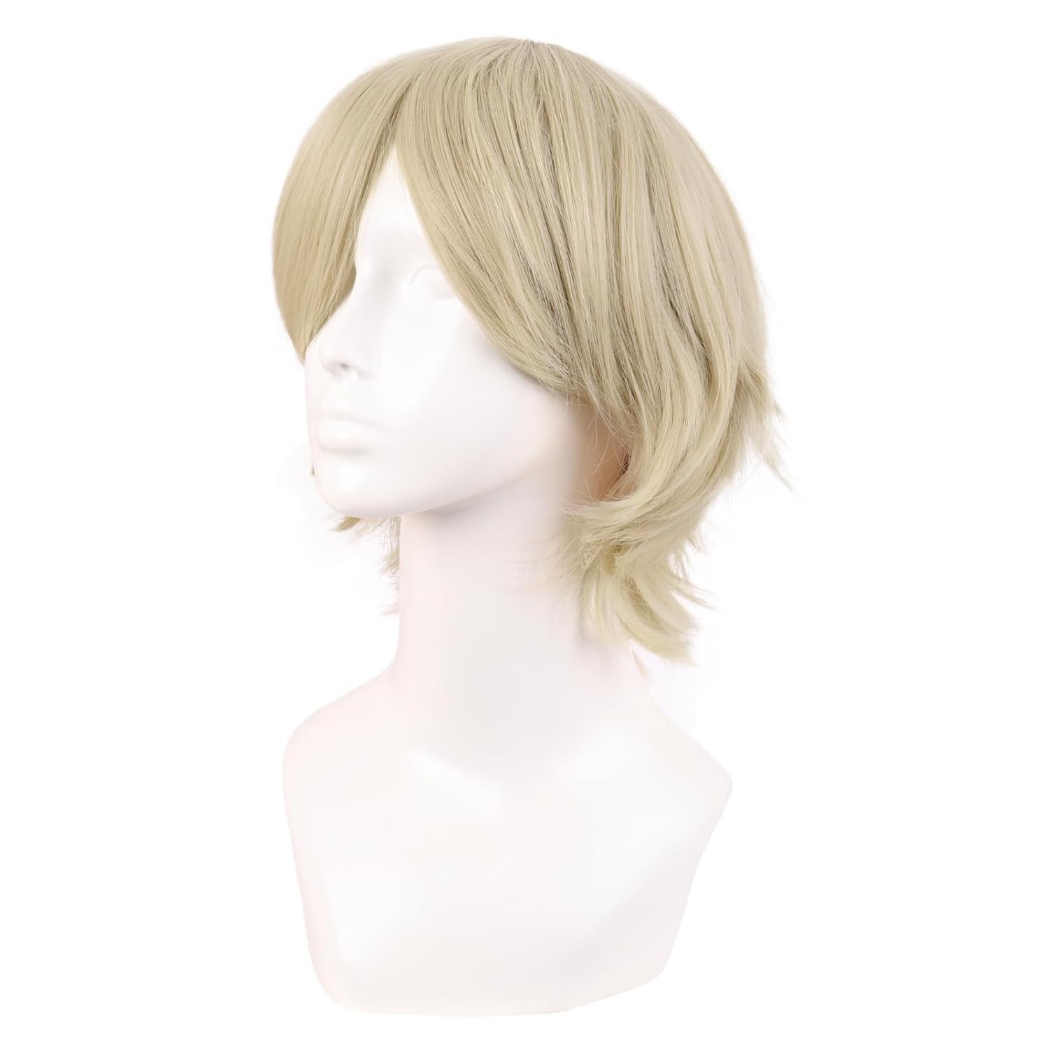 12 Inch/30 cm Men Women Short Straight Side Bangs Cosplay Costume Wig Blonde