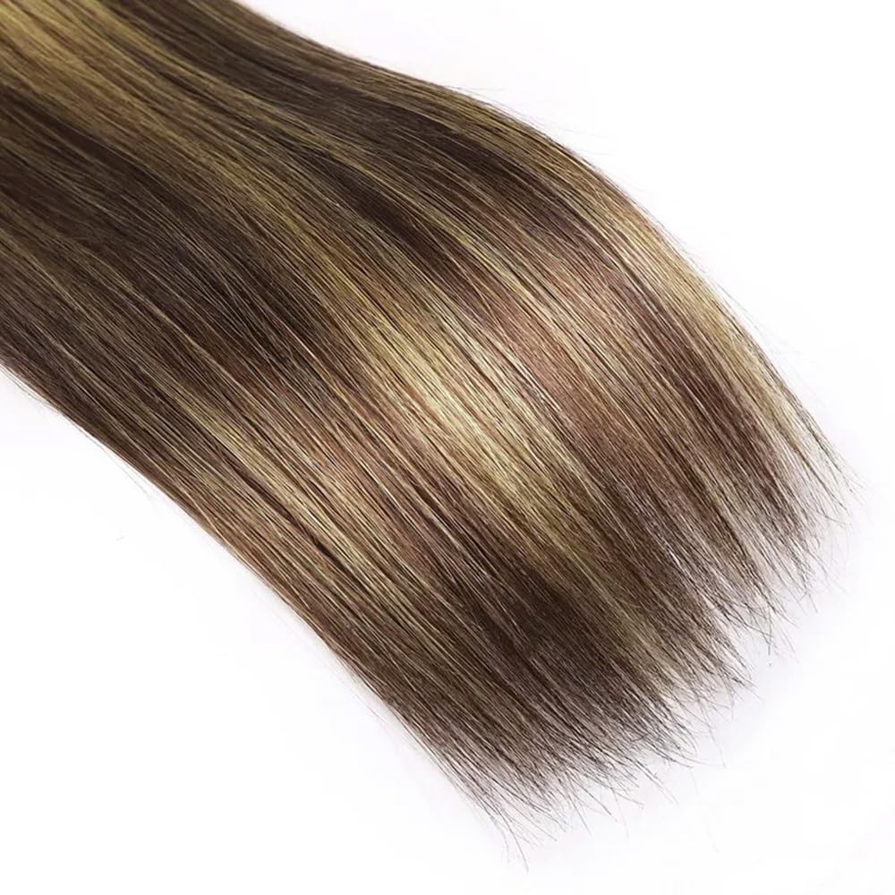 Dokksiiia Ombre Straight Bundles Human Hair P4/27 Dark Brown And Honey Blonde