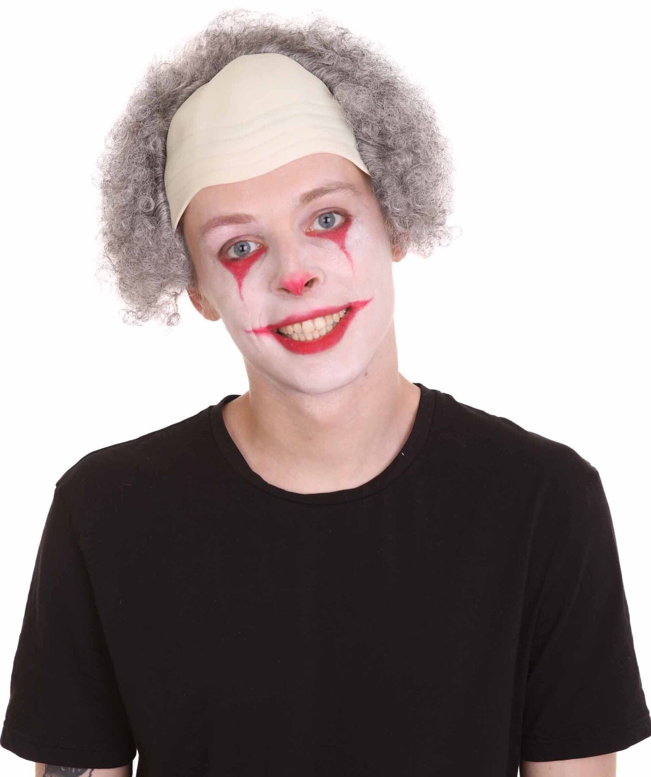 HPO Adult Unisex Half Bald Curly Scary Clown Wig, HM-1172A