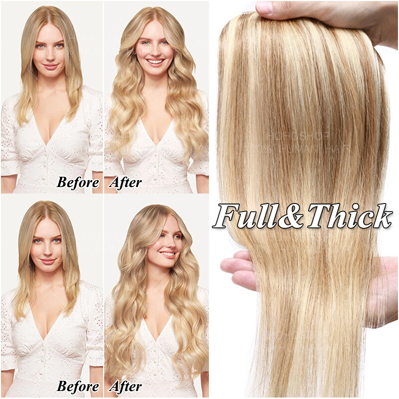 Luxury Thick Clip in Remy Human Hair Extensions Full Head Double Weft Highlight