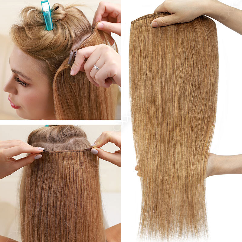Extra Thick Double Weft Clip In Remy Human Hair Extensions Full Head Highlight W