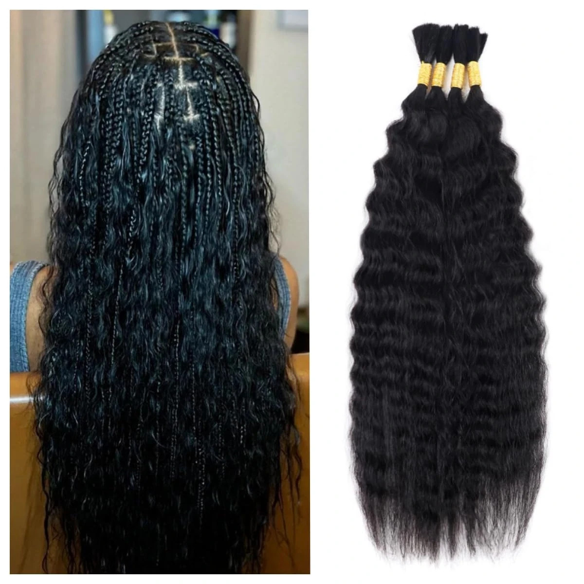 Wet and Wavy Human Braiding Hair Super Wave Bulk Human Hair for Braiding No Weft