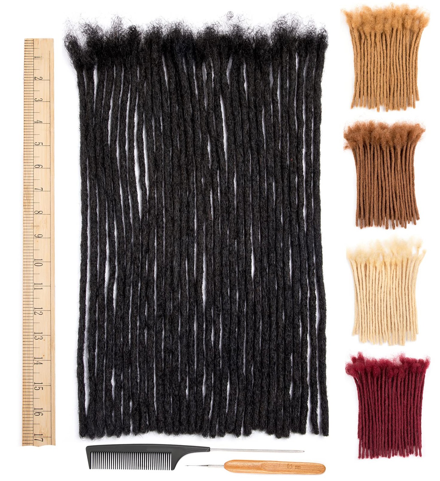DAIXI 16″ 100% Real Human Hair Dreadlock Extensions 0.6cm Thick 10 Strands