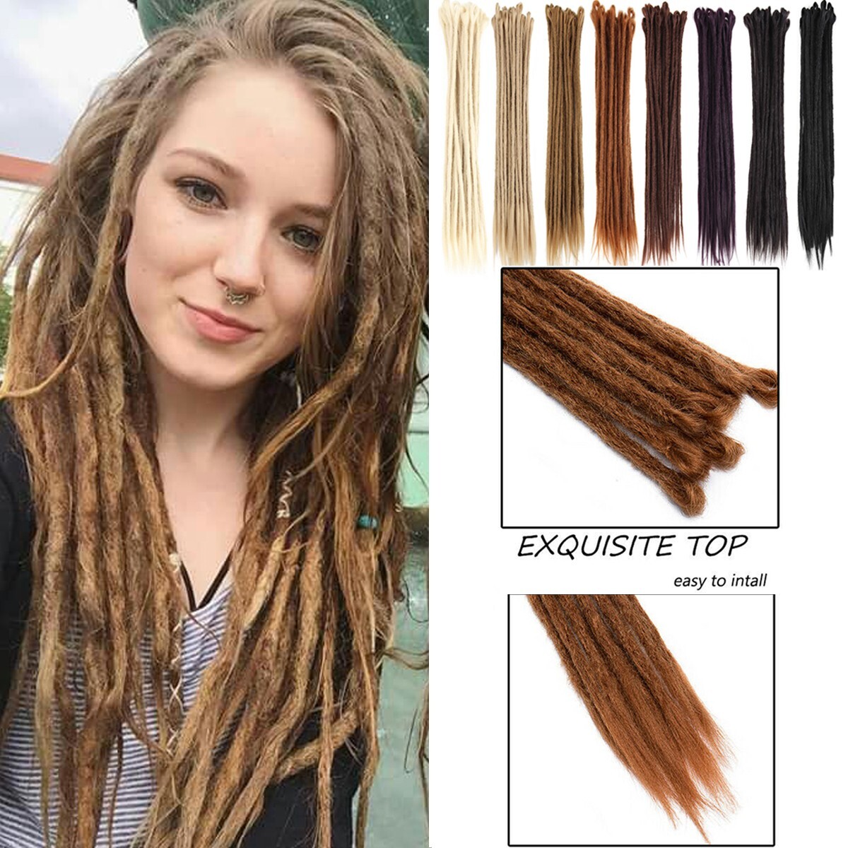 US Handmade Dreadlocks Extension Synthetic Pre-looped Dreads Hip Hop Dreads Locs