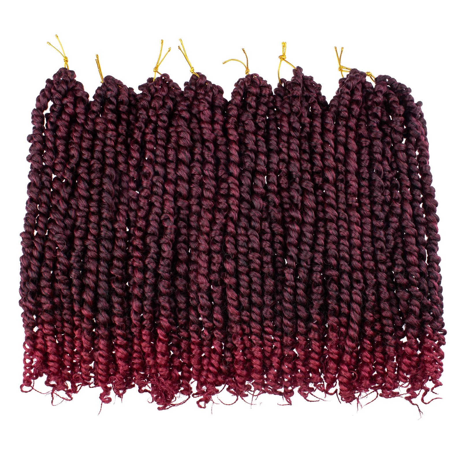 Leeven Ombre Burgundy 14 Inch Pretwisted Passion Twist Crochet Hair 8 Packs Pre