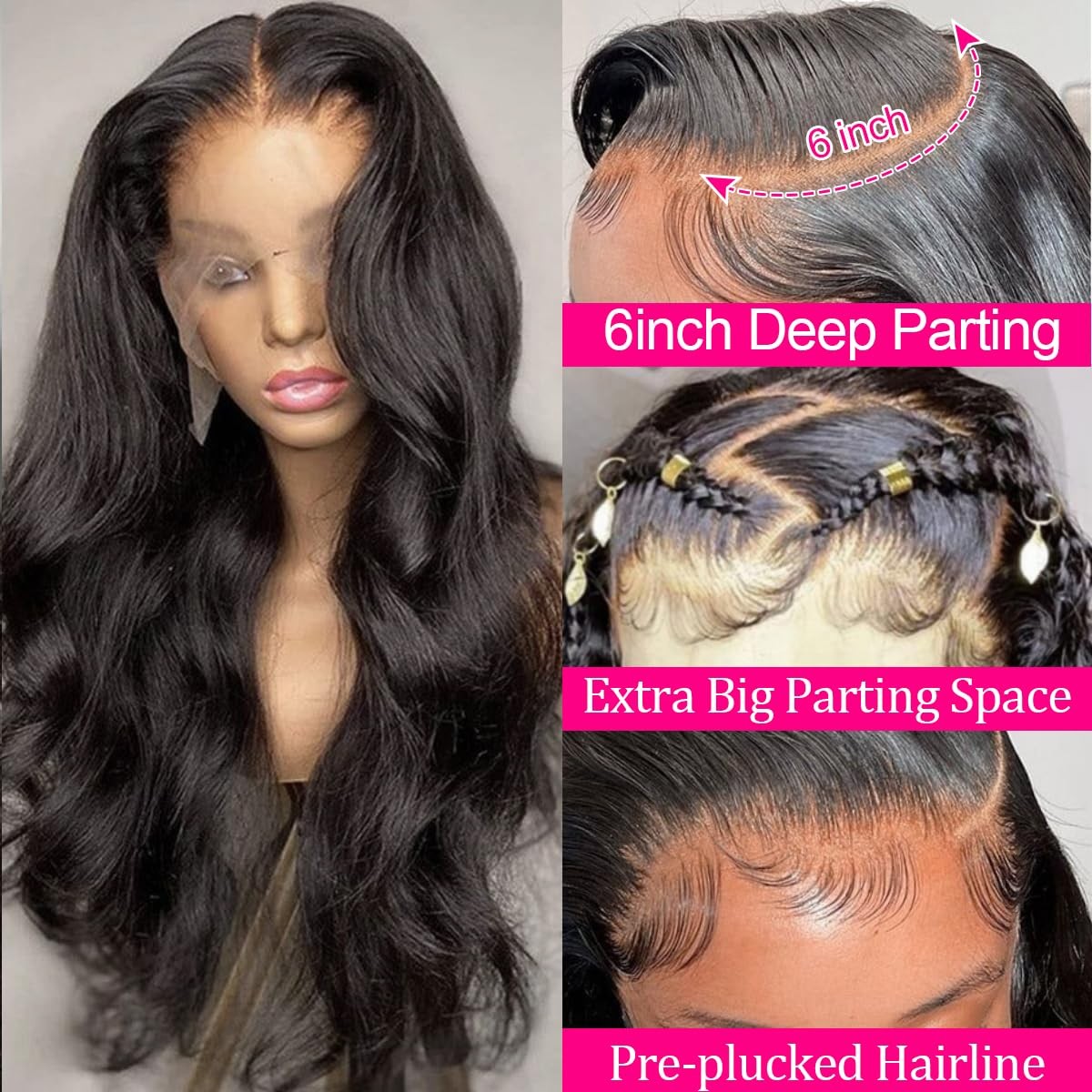 Worldnewhair 30 Inch 13X6 Lace Front Wigs Body Wave Human Hair 200% Density