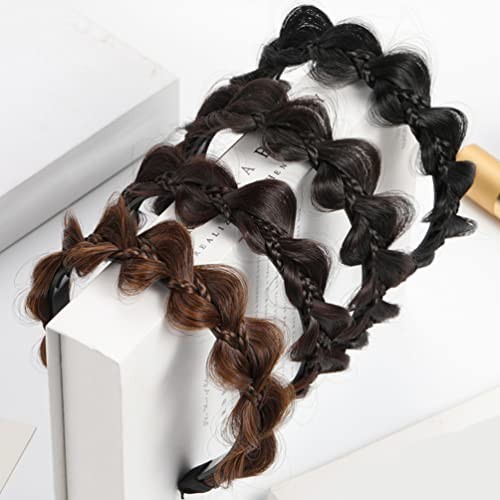 Braided Headband with Teeth Synthetic Hair Braid Hairband Hair Accessory Brown