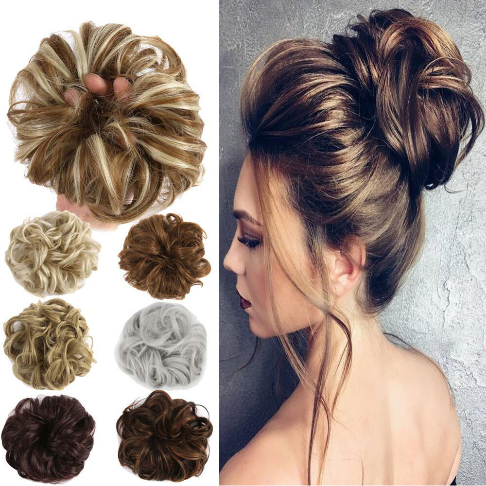 Curly Messy Bun Hair Piece Scrunchie Updo Cover Hair Extension Real As Human New