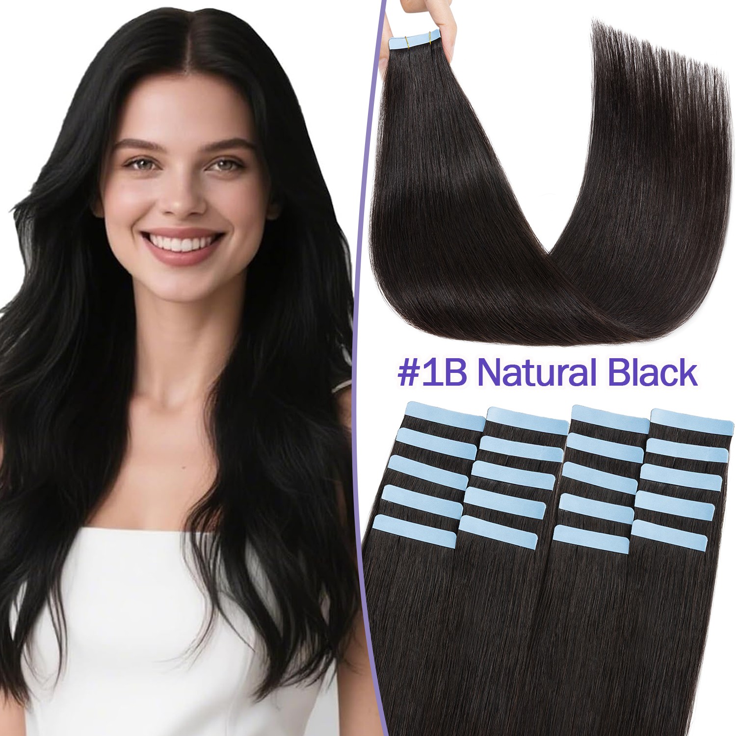 Ombre Thick Tape In Real Remy 100% Human Hair Extension Full Head Skin Weft 100G