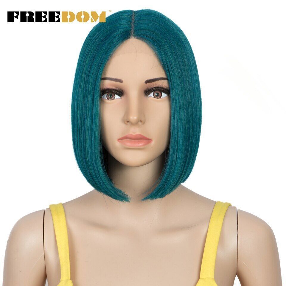 Straight Synthetic Lace Wig Short Ombre Bob Wig Purple Red Pink Fashion Wig