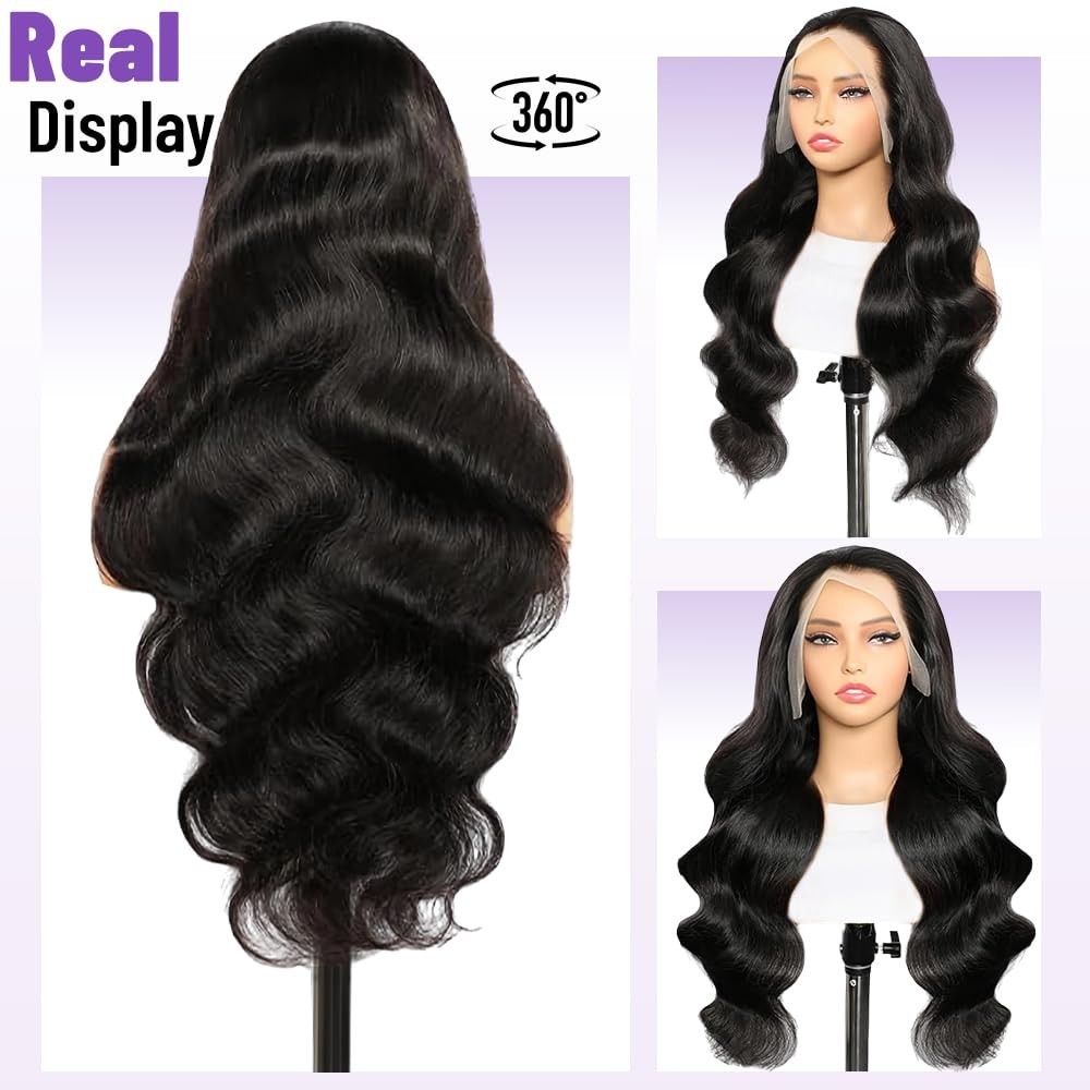 32″ 13×6 Lace Front Wig Human Hair, 200% Density, Pre-Plucked, Silky Smooth, Nat