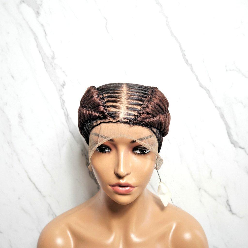 Braided Wig: Double Dutch Braids Braided Bun. Full Lace Cap, Baby Hair