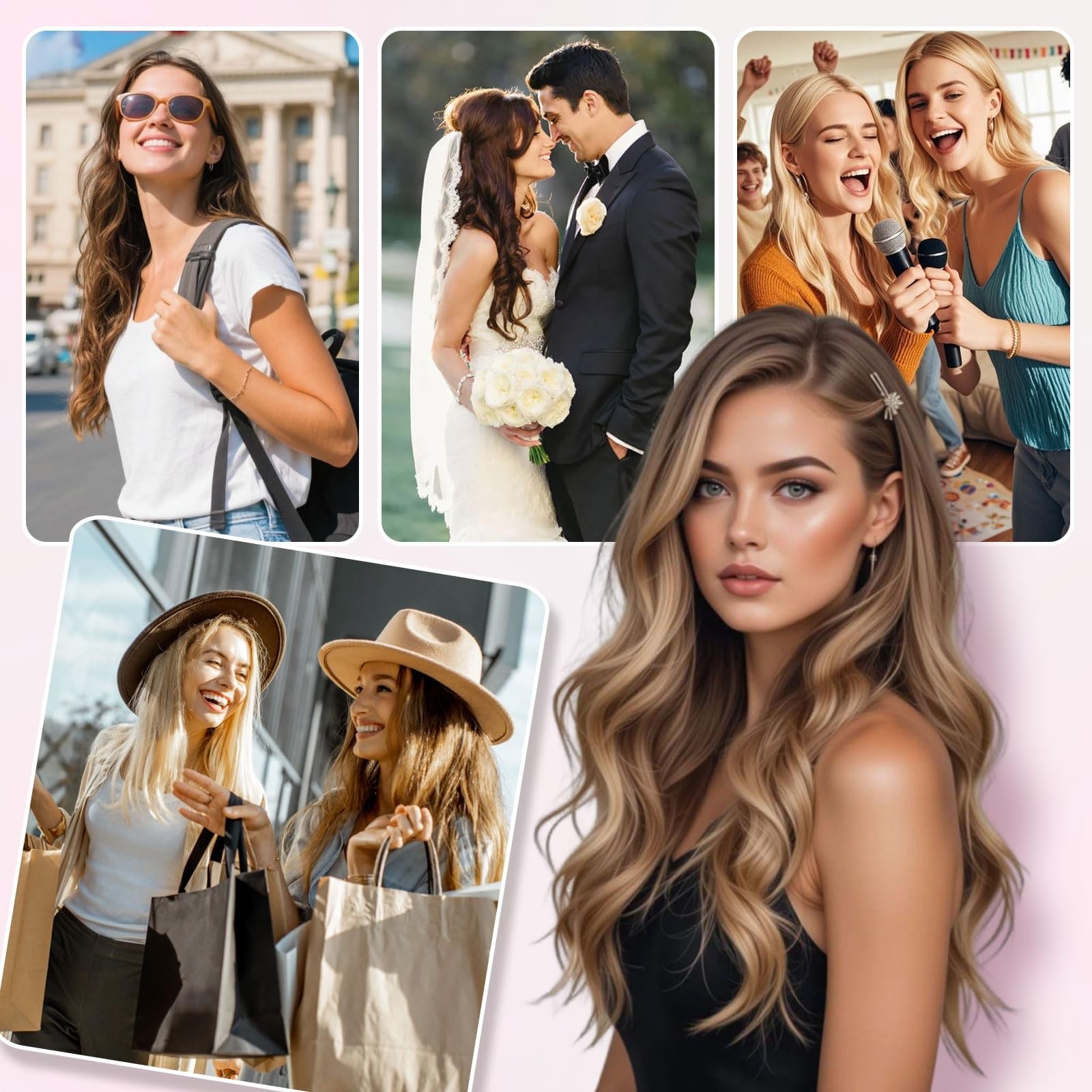 Mei Yuan Lin Human Hair Clip In Extensions 5Pcs Individual Hair Extensions Real