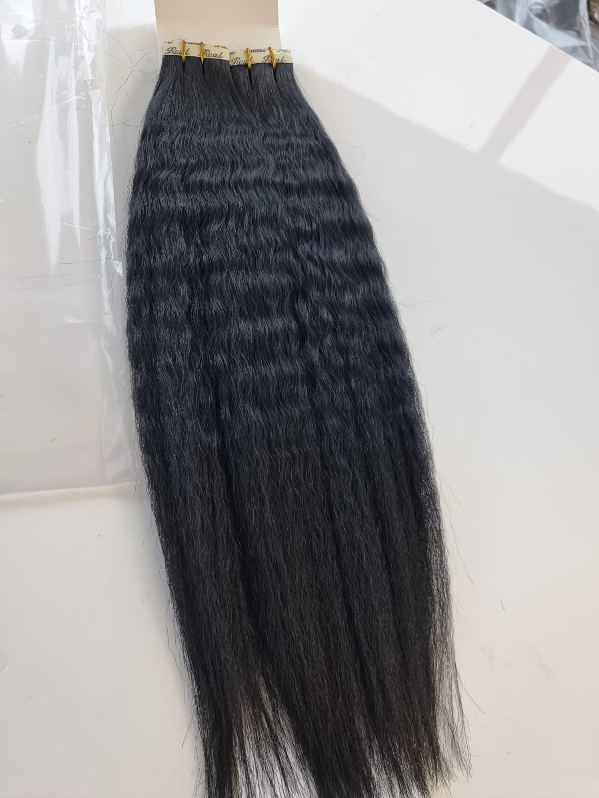12A BRAZILIAN KINKY STRAIGHT TAPE IN HAIR JET BLACK COLOUR 1# 40PCS 18INCH 100g