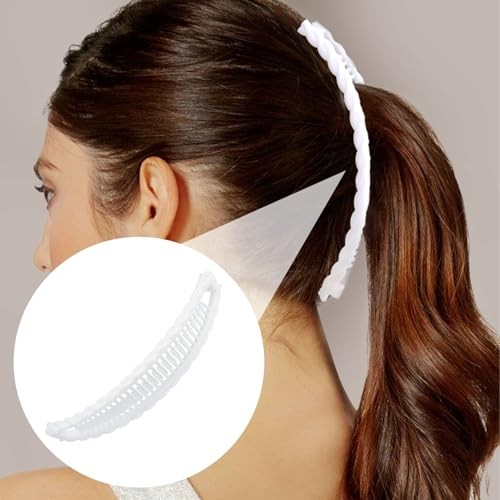 Vintage 90s Banana Hair Clips for Women – 3pcs – White & Black & Coffee