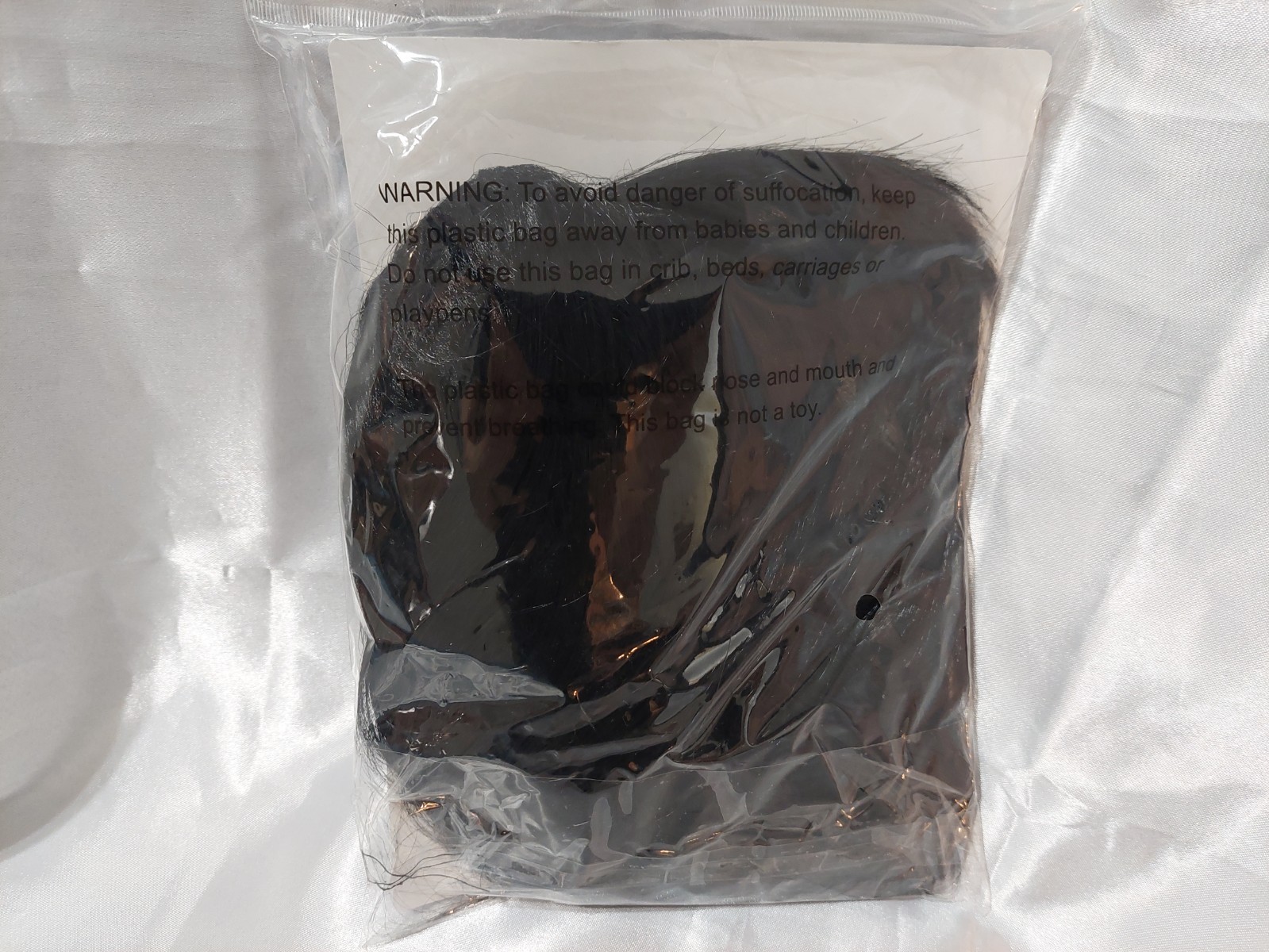 HAPPY HALLOWEEN LONG BLACK WIG – ONE SIZE FITS MOST – SEALED NEW IN BAG