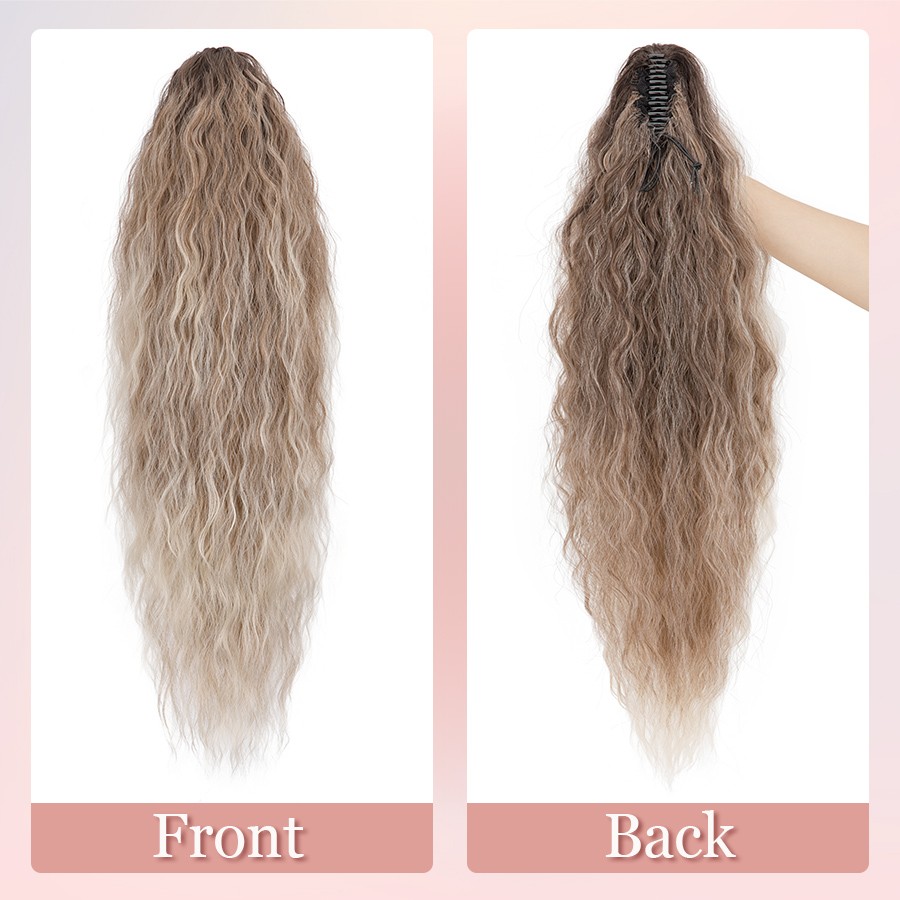 Real Fluffy Corn Wave Ponytail Claw Clip in Hair Extensions as Human Pony Tail