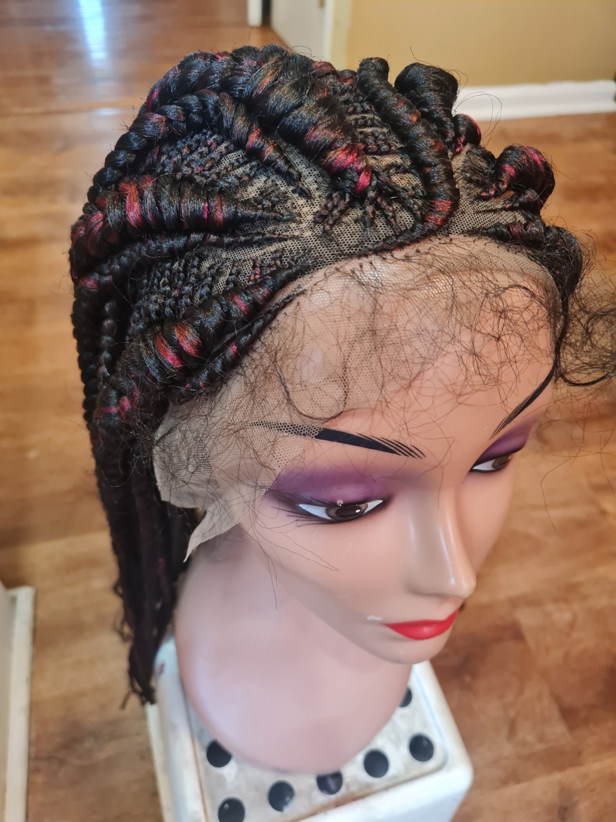 Braided Wig For Black Women Cornrow Braids Lace Front Synthetic Fiber
