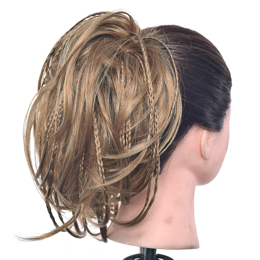 Short Braided Bun Scrunchies Updo Wrap Messy Hairpiece Ponytails Hair Extensions