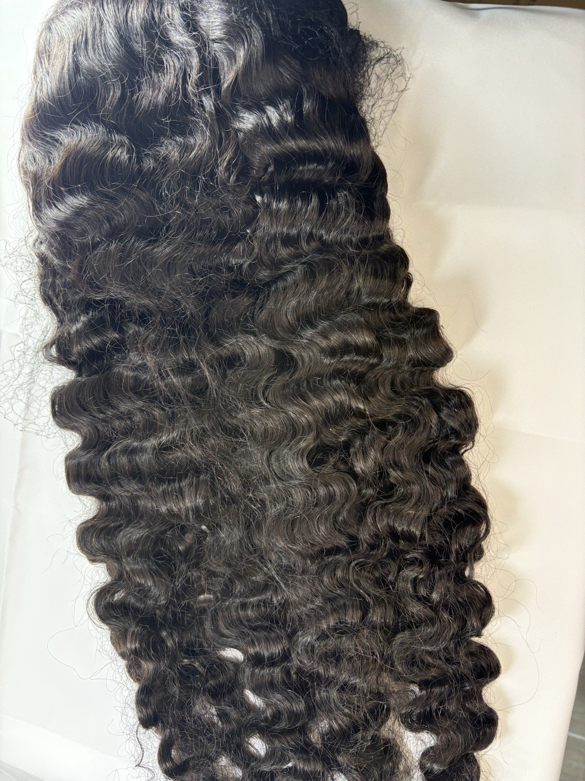 24” Burmese curl Hair Lace Front Wig natural black Clip-In Adjustable Strap