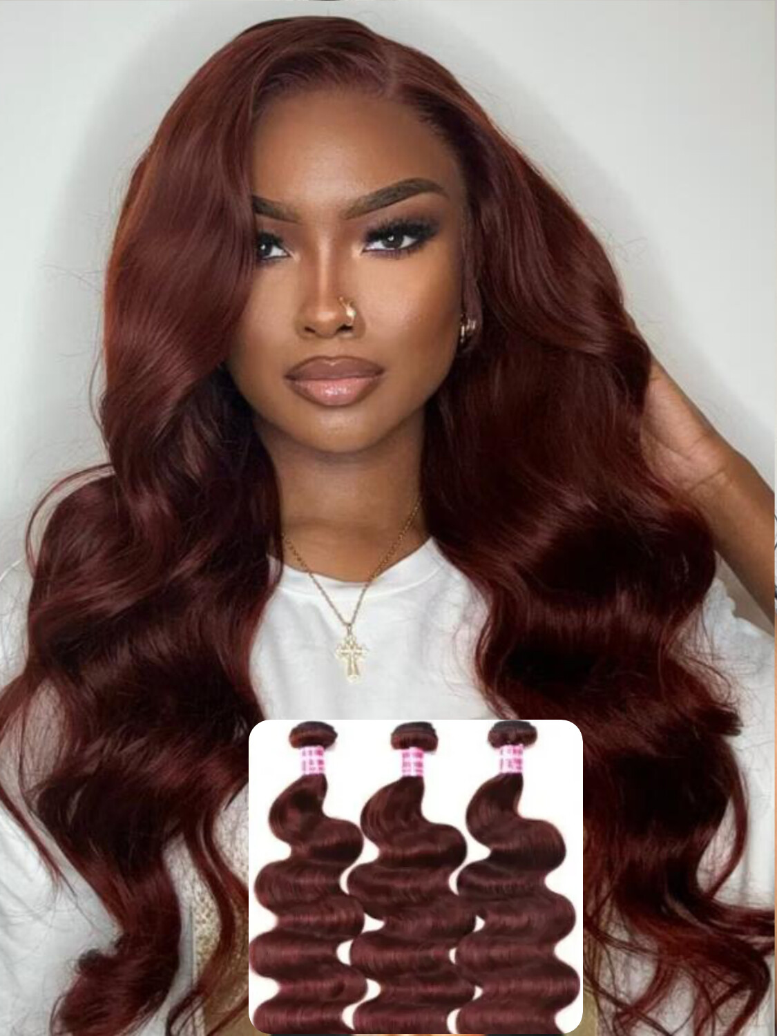 UNice Mongolian Reddish Brown Body Wave Bundles Human Hair Extensions Cooper Red