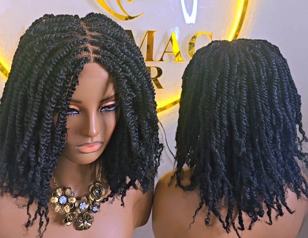 Kinky Twist synthetic braided wig for classic ladies. Lightweight, comfortable