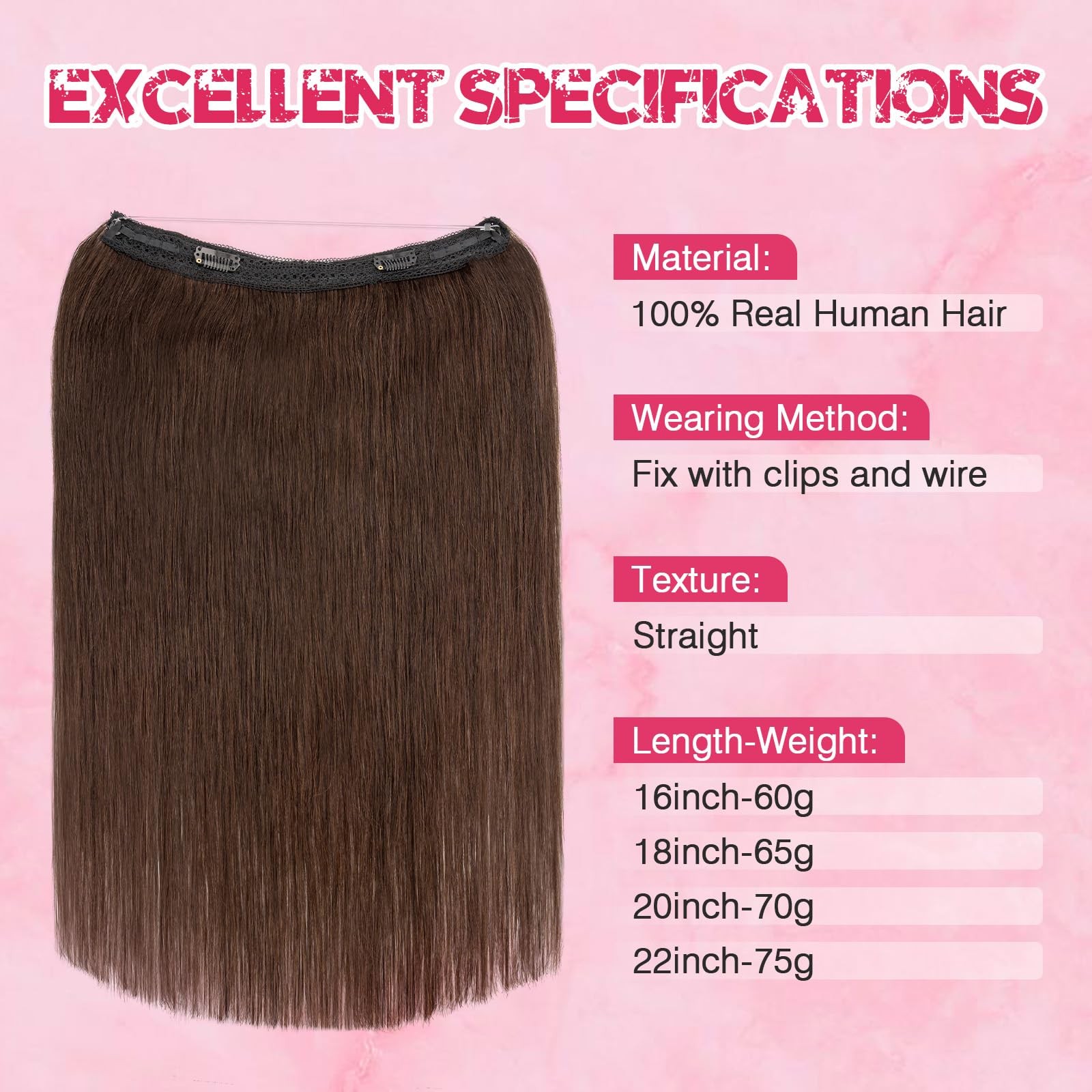 Halo Hair Extensions Real Human Hair My-Lady Adjustable Halo Extensions Real