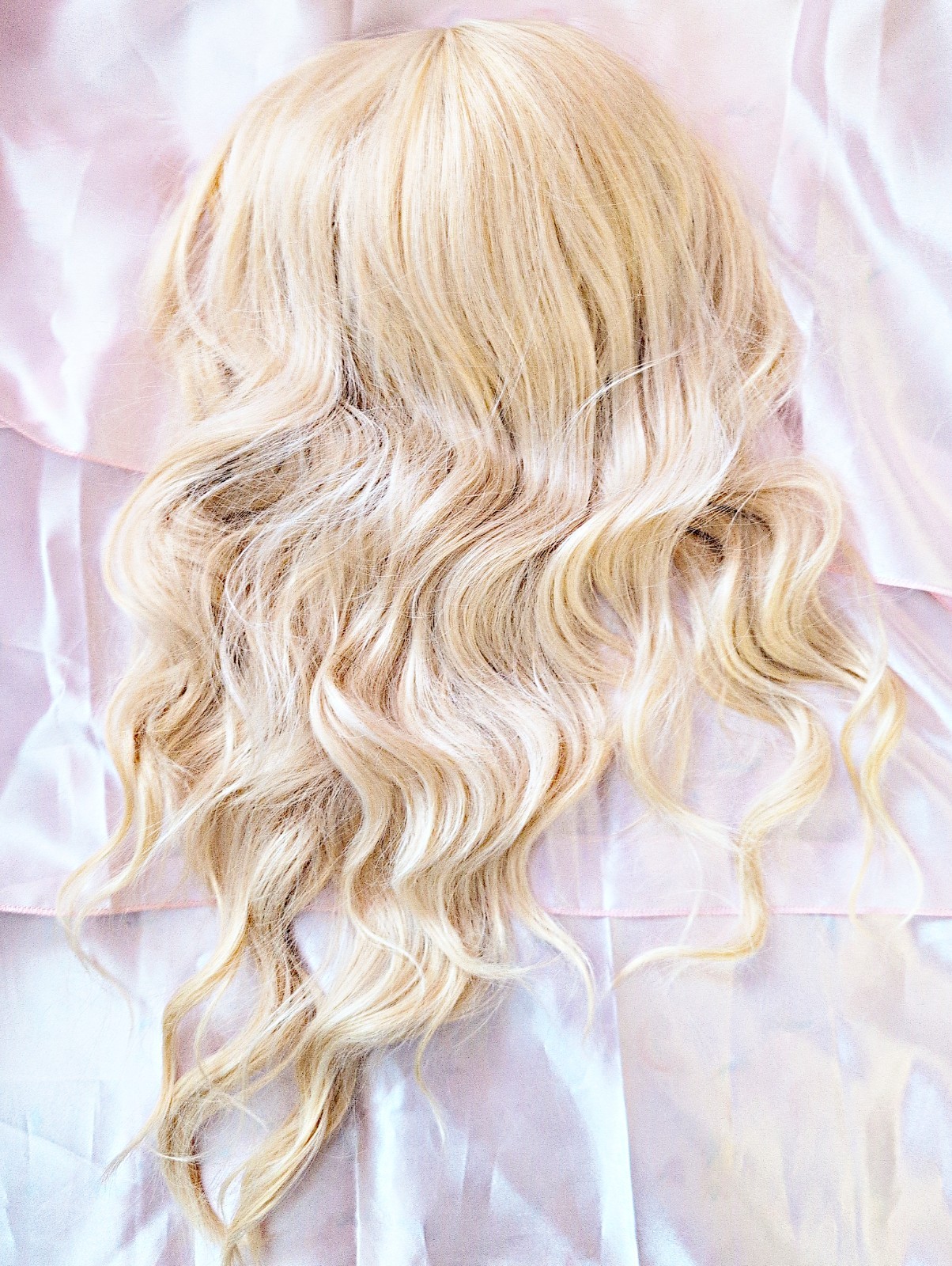 Blonde Wig 26 Inches Synthetic Curly Lace Front Wavy Hair Yellow Cosplay Gyaru