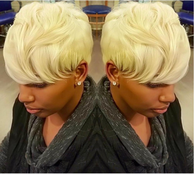 Pixie Cut Hairstyle Short 613 Honey Blonde Human Hair Wig Full Bang 150% Density