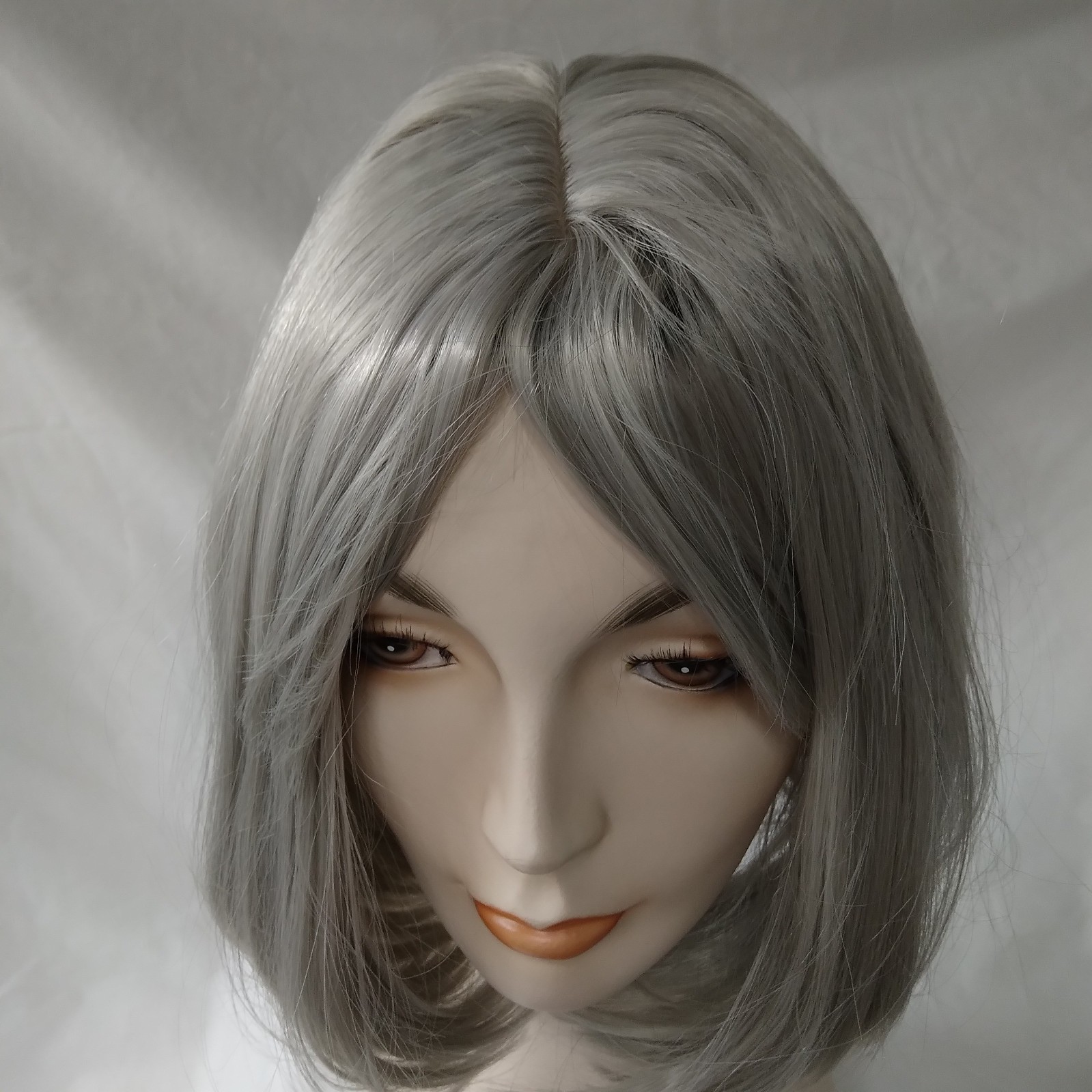 SW07 Gray Bob Wig Short 12″ women soft bangs easy to wear Colorful synthetic
