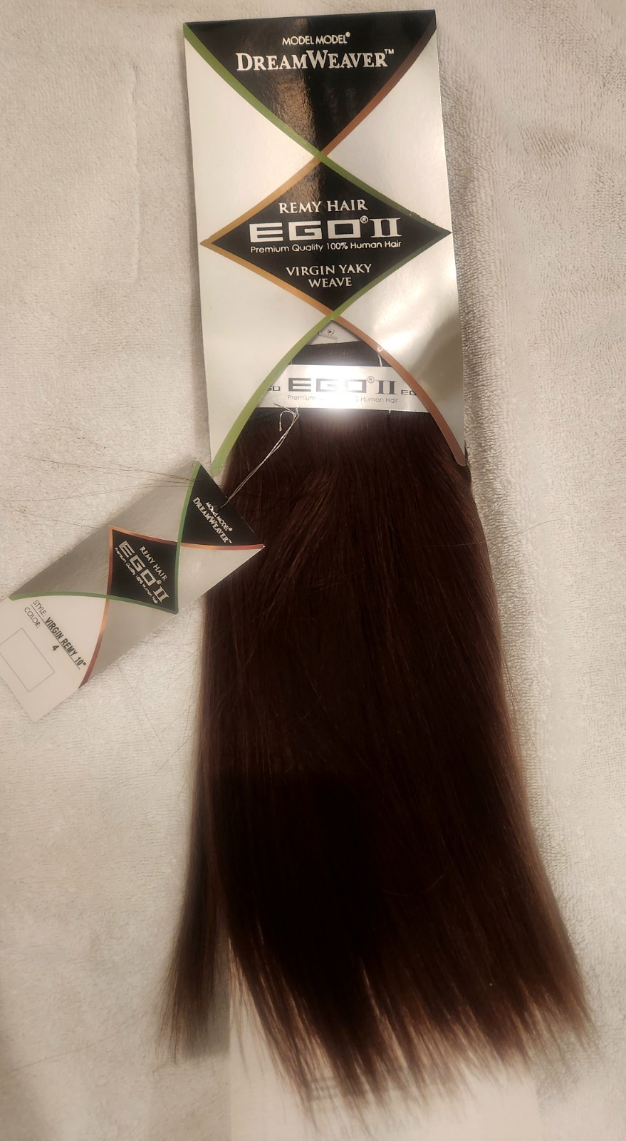 Model Model DreamWeaver EGO II Remy Virgin Yaki Straight Weft 16in Dark Brown