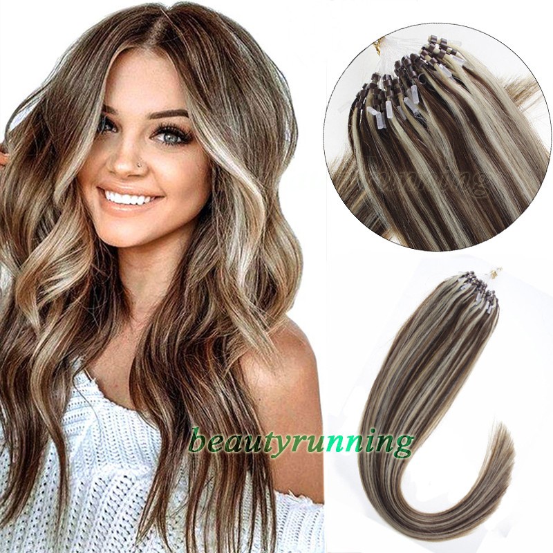 Micro Ring Loop Beads Tip Hair Extensions 100% Real Brazilian Human Hair 50-100s