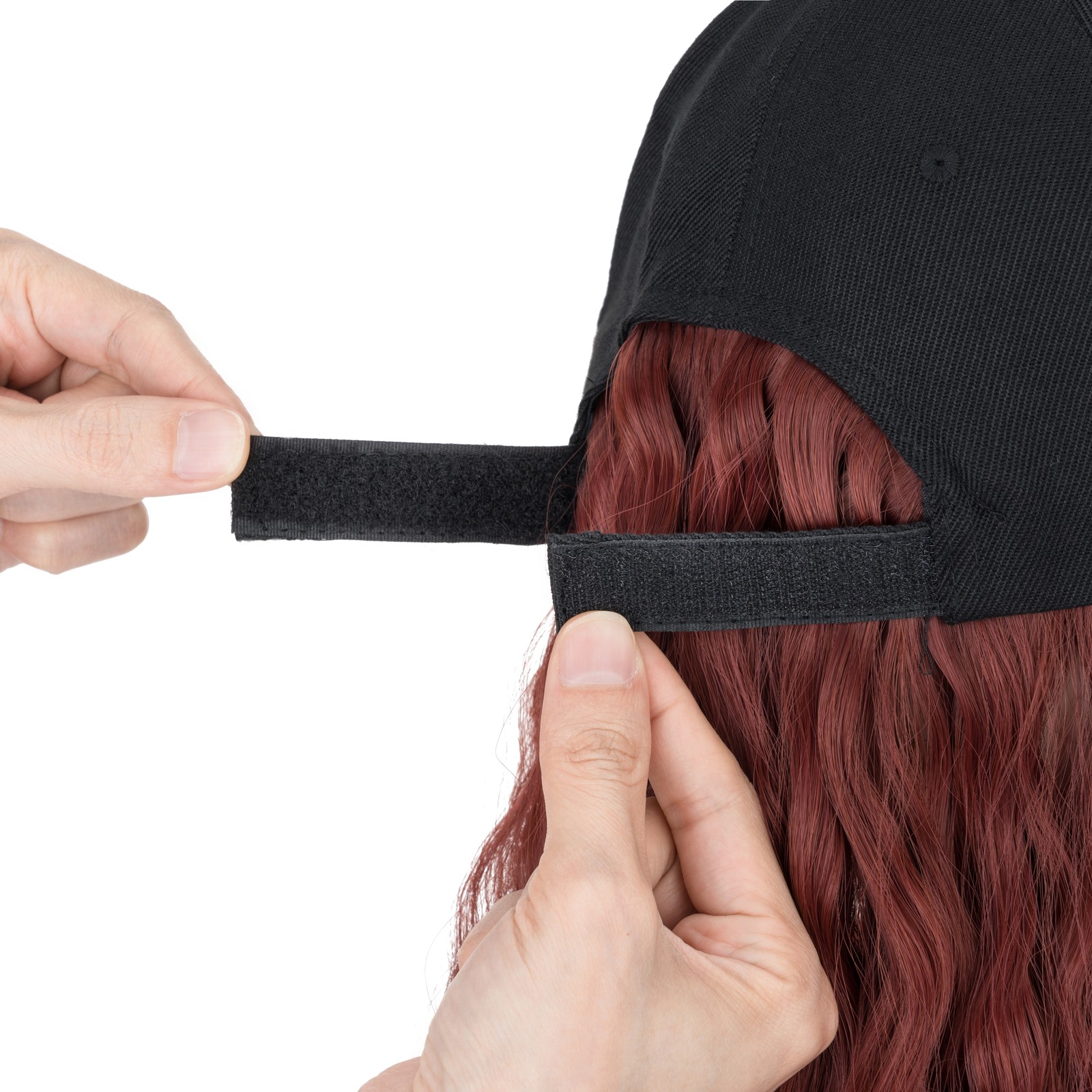 Instant Style Long Curly Cap Wig Adjustable Baseball Hat with Attached Hair