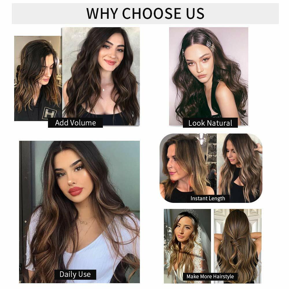 EXTRA LONG 30″ Clip in 100% Real Natural As Human Hair Extensions Full Head Long