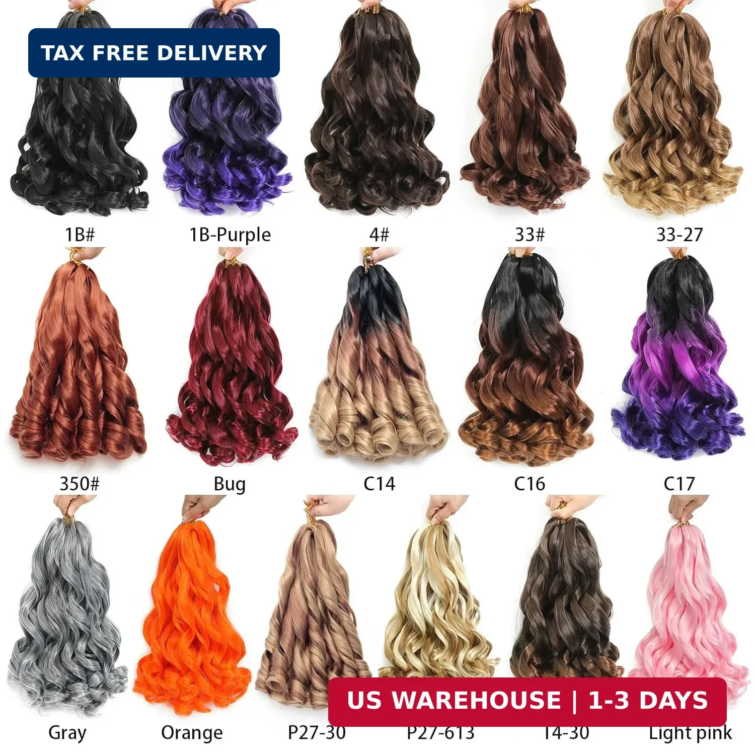French Curl Braiding Hair 12 Inch Natural Black Curly Braiding Hair 8 Packs Pre