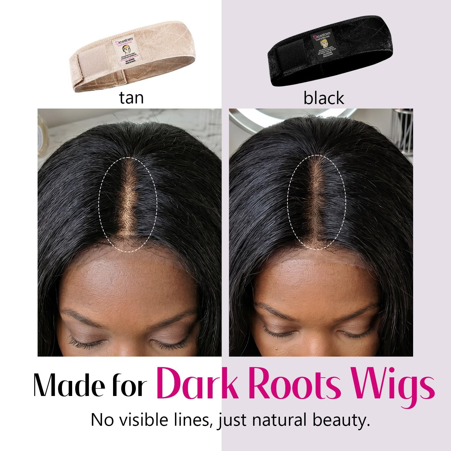 Dreamlover Wig Grip Band, Headband for Keeping 1 Count (Pack of 2), Black