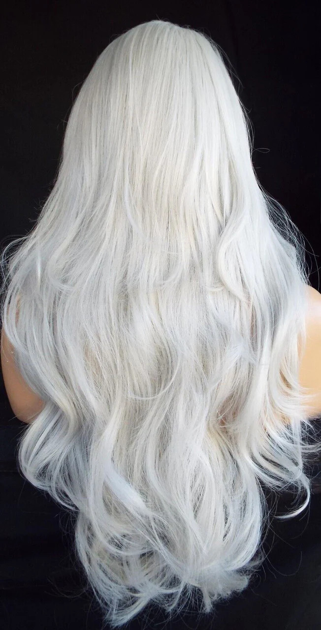 Long CLR #60 white/grey Lace Front Wig FLOWING SOFT WAVES US SELL 359