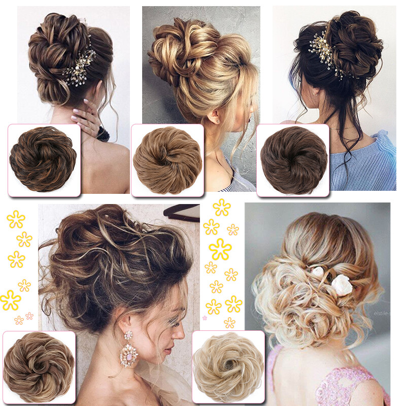 Curly Messy Hair Bun Piece Scrunchie Updo Thick Hair Extensions Real As Human S
