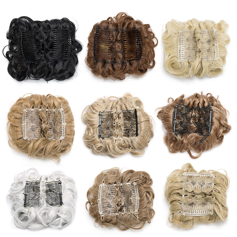 LARGE Curly Messy Bun Clips In Hair Extension THICK Chignon Updo As Human Blonde