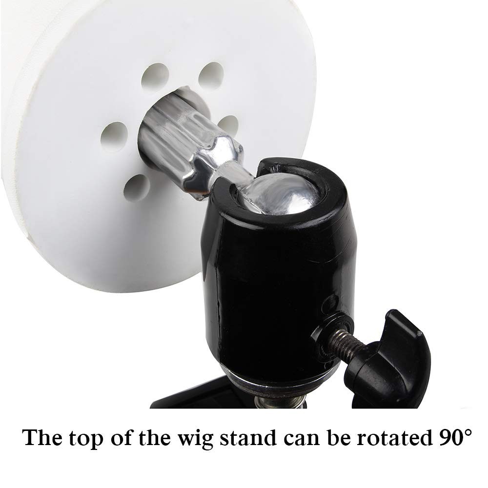 Versatile Wig Stand Holder with Adjustable Height and Metal C-Clamp Design