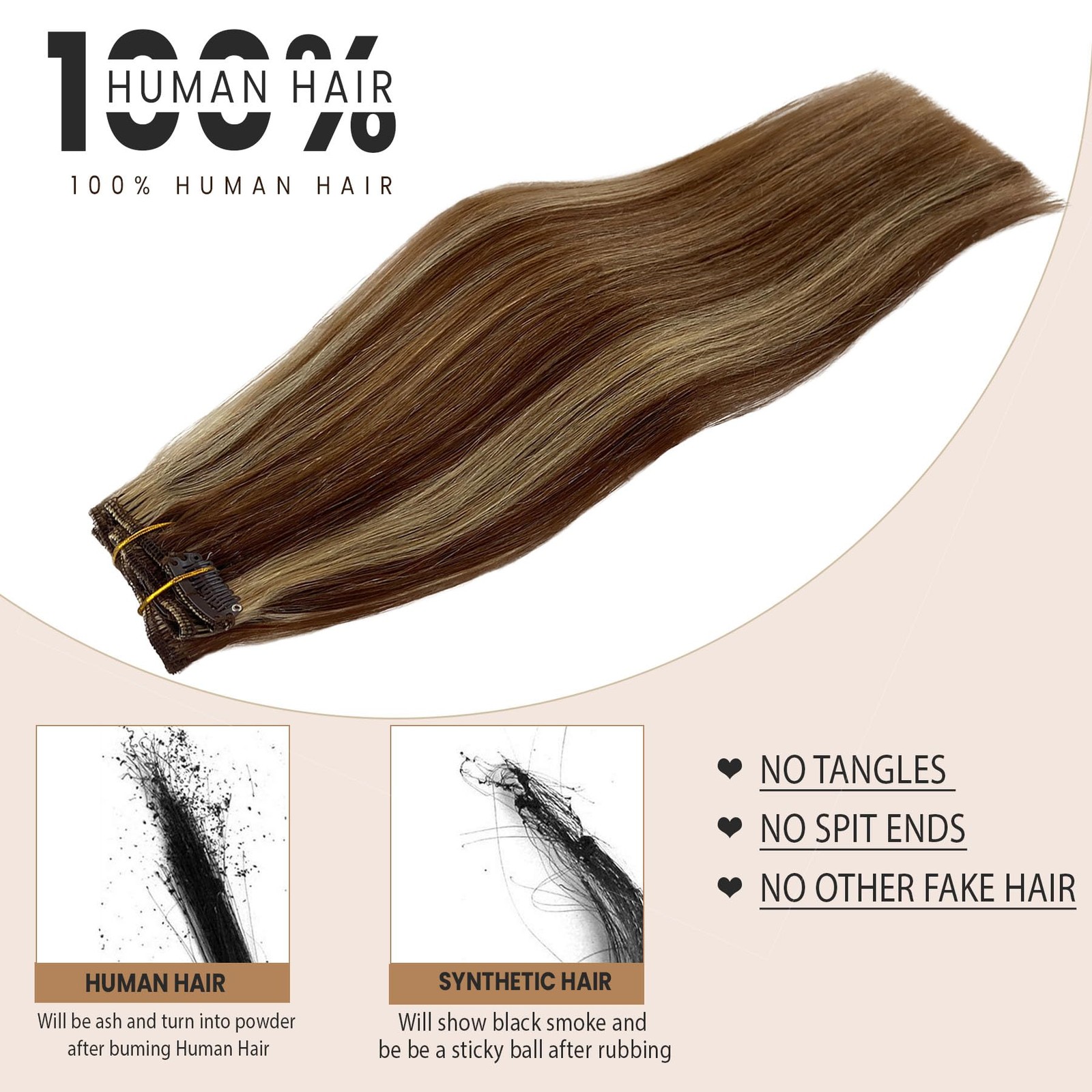 Blonlier Balayage Clip In Hair Extensions 70G Chocolate Brown Mixed Caramel