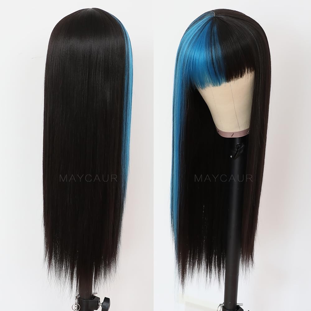 Glueless Black Blue Ombre Wig with Full Density’/