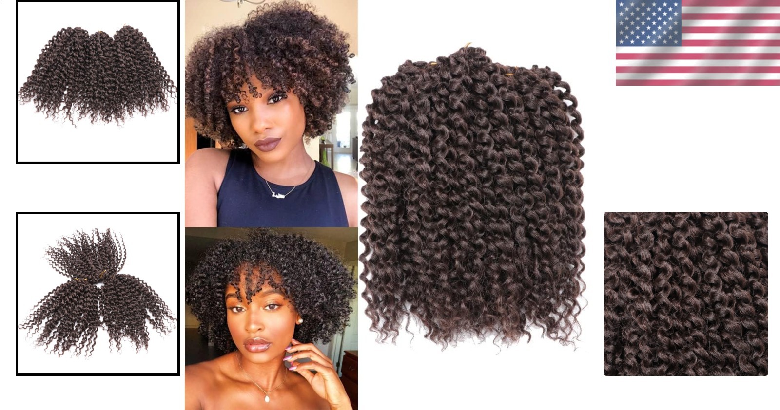 Soft Bouncy Synthetic Crochet Braids Dark Black
