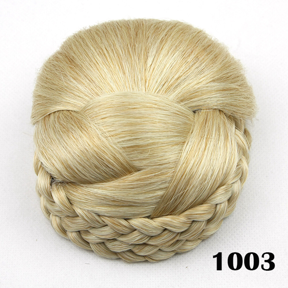 Elegant Braided Bun Chignons for Women Girls Clip In Hair Piece Updo Cover Wigs
