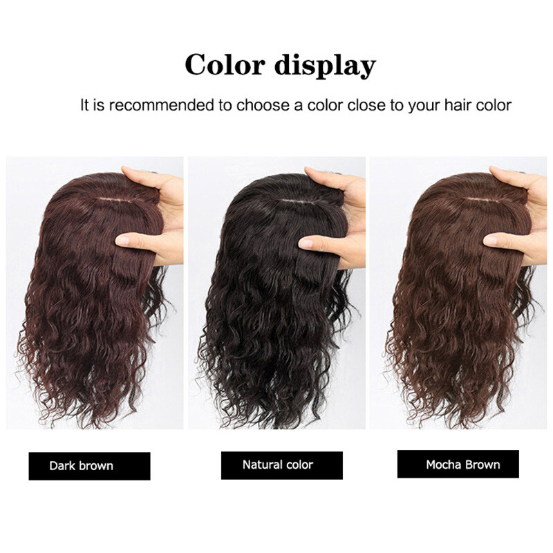 100% Real Human Hair Mono Curly Wavy with Bang Women’Topper Hairpiece Top Piece