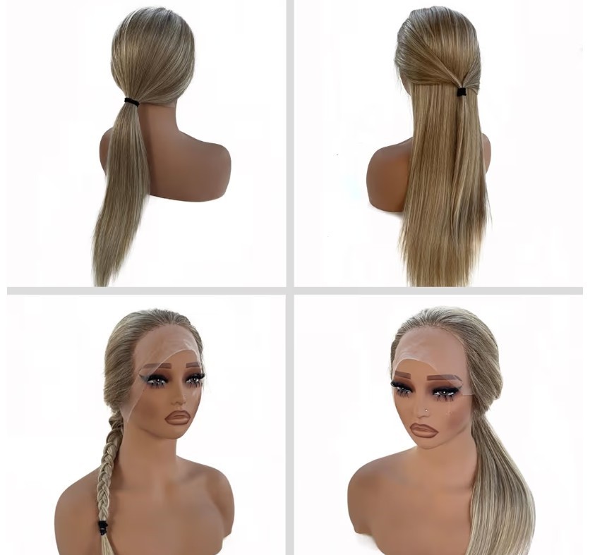 Strawberry Blonde/Platinum Blonde Ombre Remy Human Hair Wig 150% Density 24″